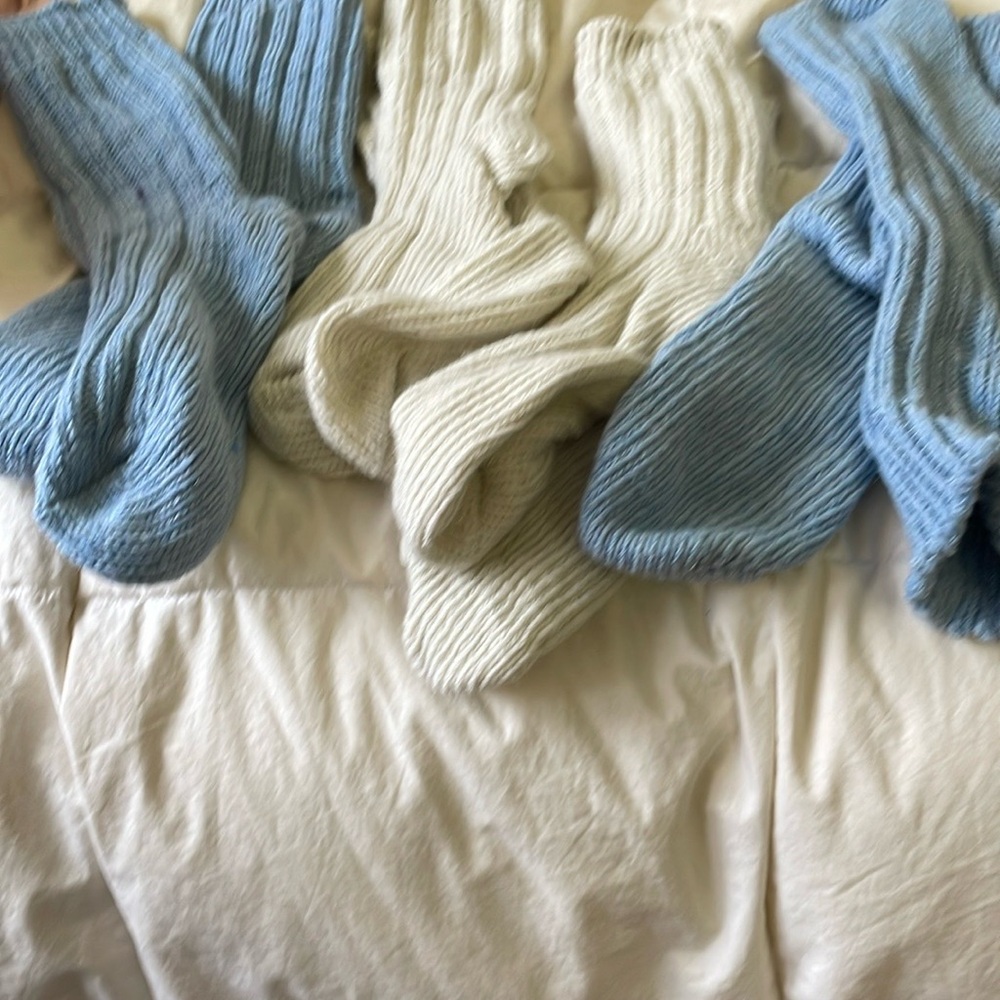 Blue and Cream Women's Socks